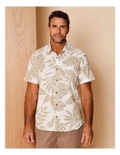 Patton Short Sleeve Print Shirt in Natural