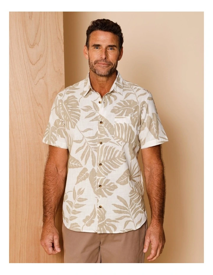 Patton Short Sleeve Print Shirt in Natural image 1