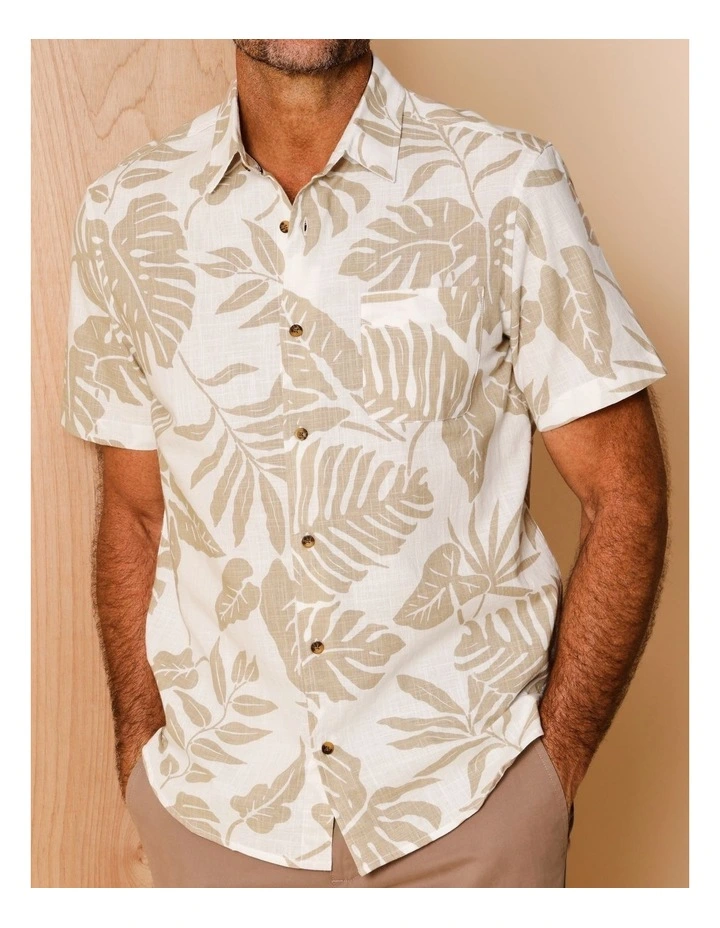 Patton Short Sleeve Print Shirt in Natural image 4