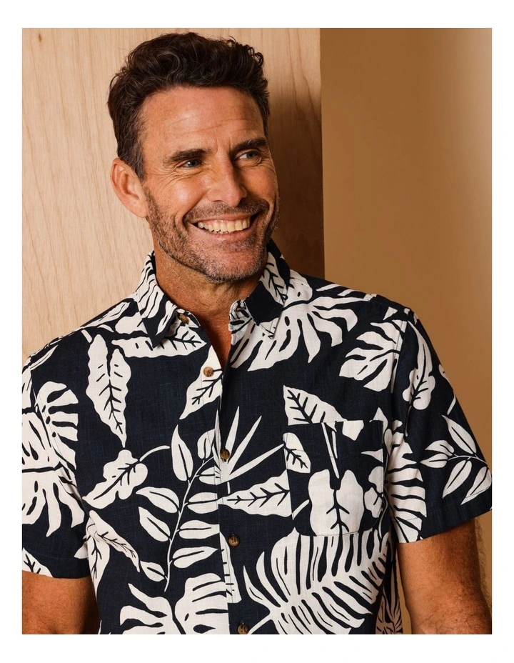 Patton Short Sleeve Print Shirt in Navy image 4