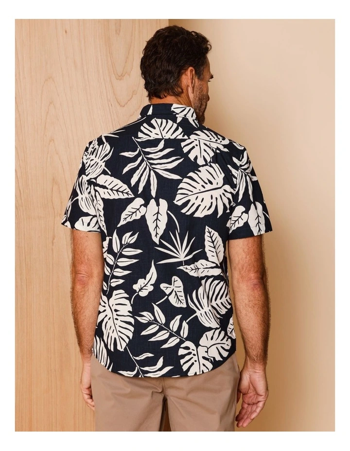 Patton Short Sleeve Print Shirt in Navy image 5