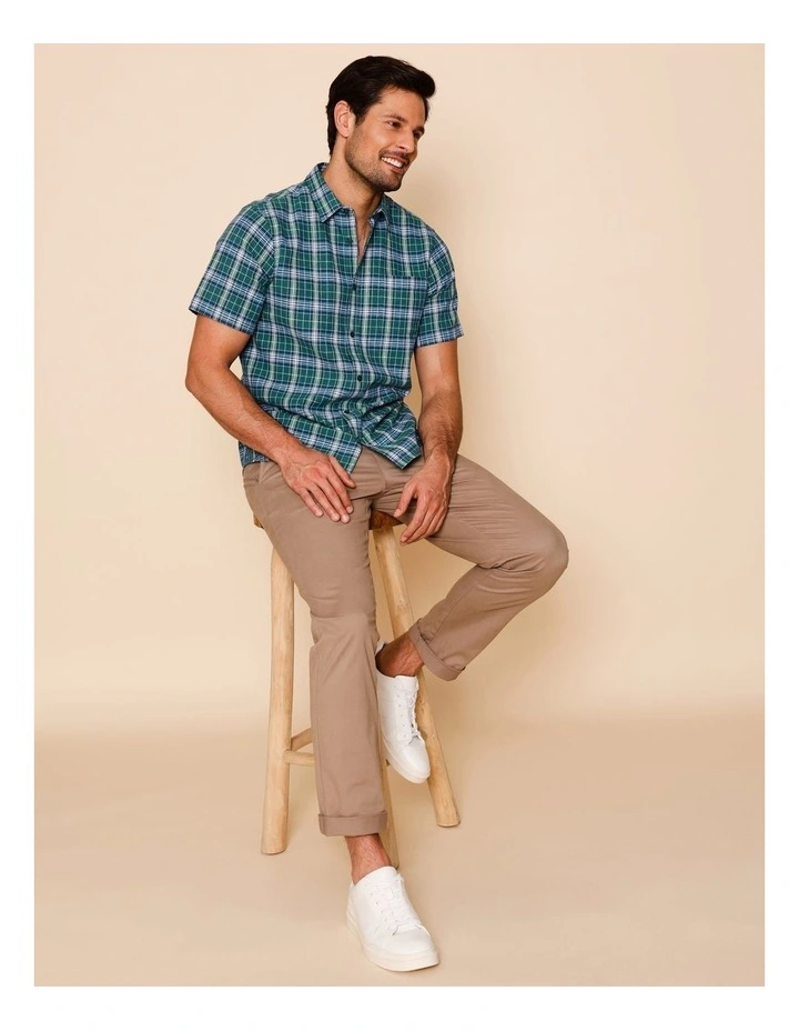Chester Short Sleeve Check Shirt in Green image 2