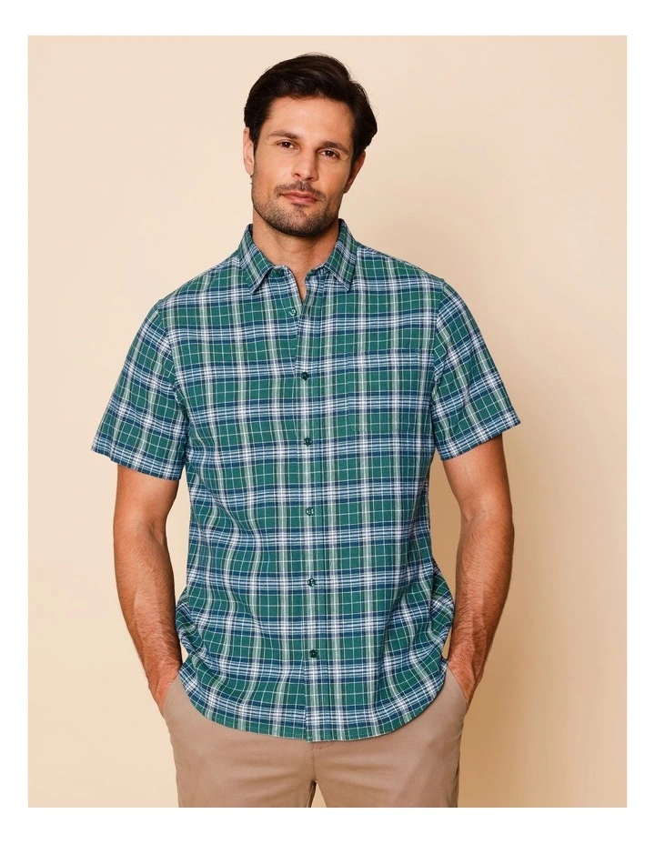 Chester Short Sleeve Check Shirt in Green image 3