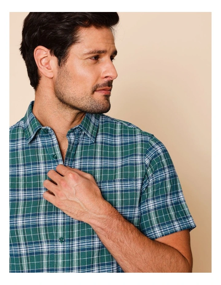 Chester Short Sleeve Check Shirt in Green image 4