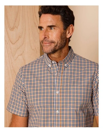 Chase Short Sleeve Check Shirt in Yellow