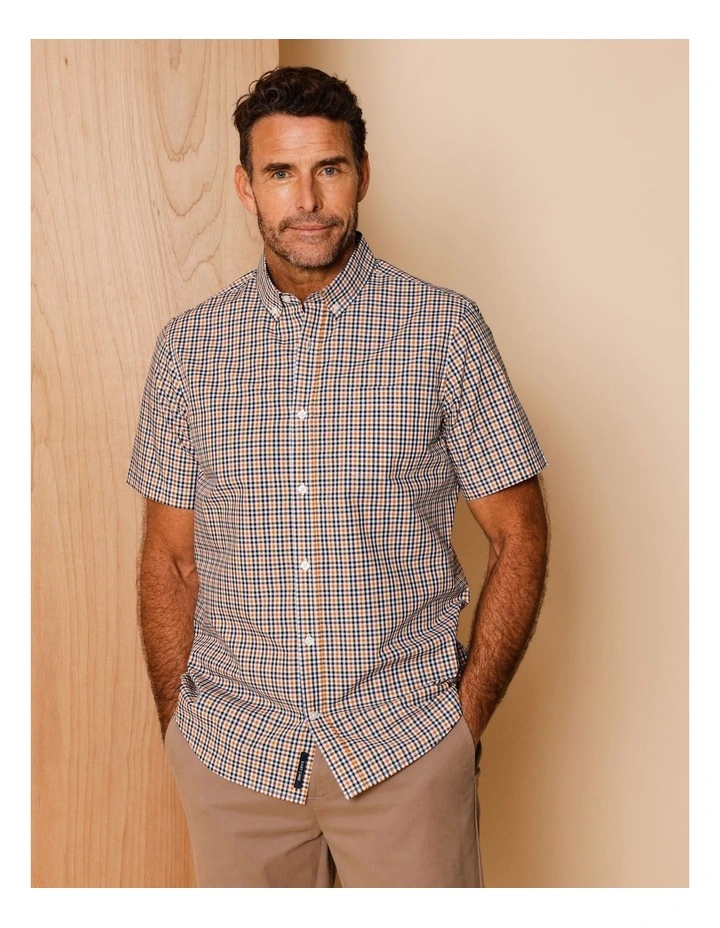 Chase Short Sleeve Check Shirt in Yellow image 2