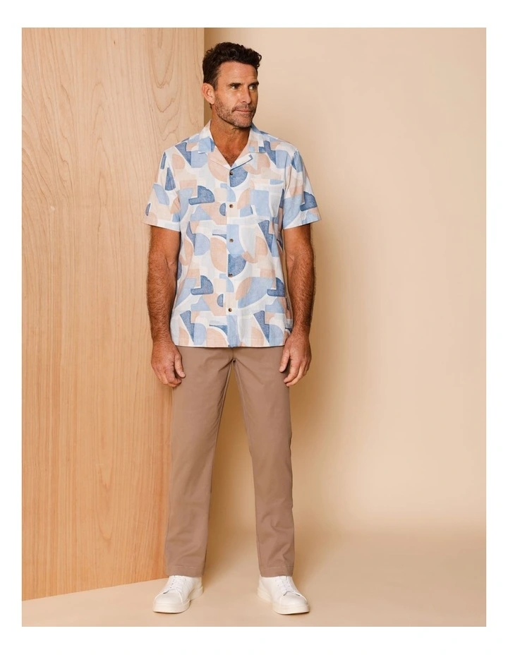 Archie Short Sleeve Abstract Print Shirt in Blue image 3