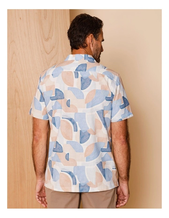 Archie Short Sleeve Abstract Print Shirt in Blue image 5