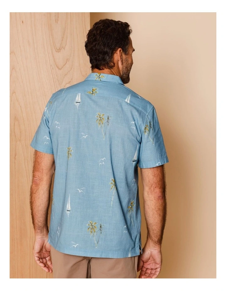 Nestor Short Sleeve Nautical Print Shirt in Blue image 3