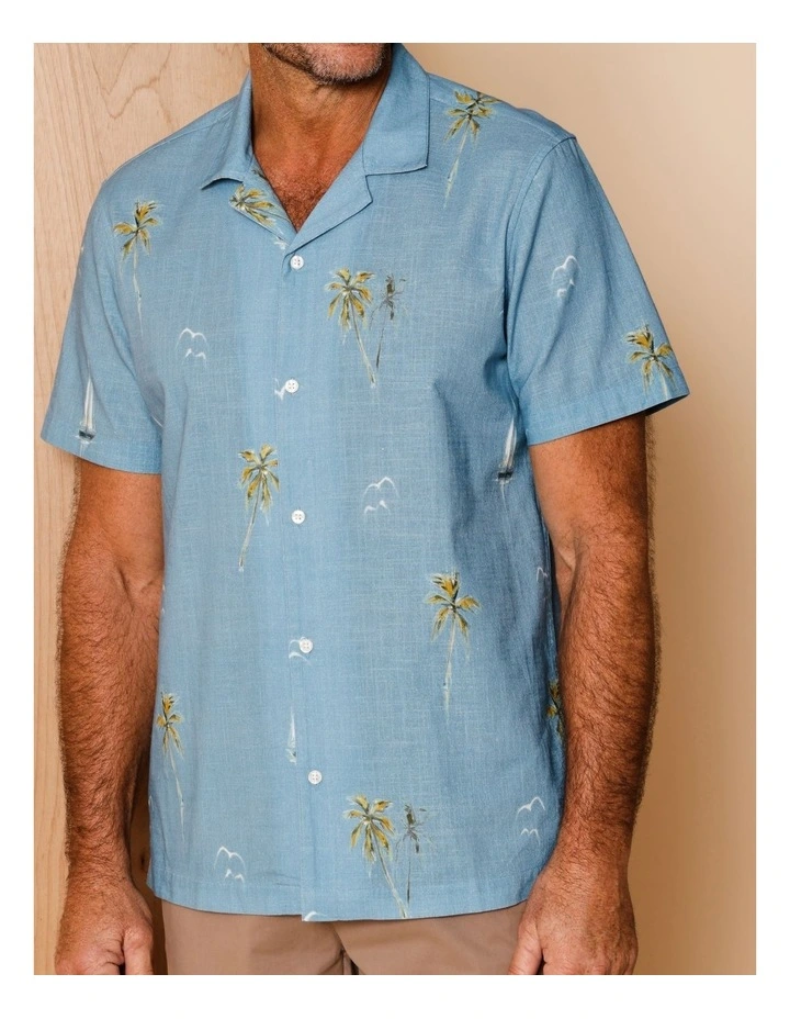 Nestor Short Sleeve Nautical Print Shirt in Blue image 5