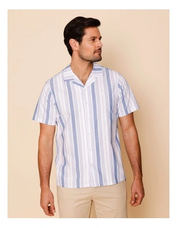 Sawyer Short Sleeve Stripe Shirt in Light Blue
