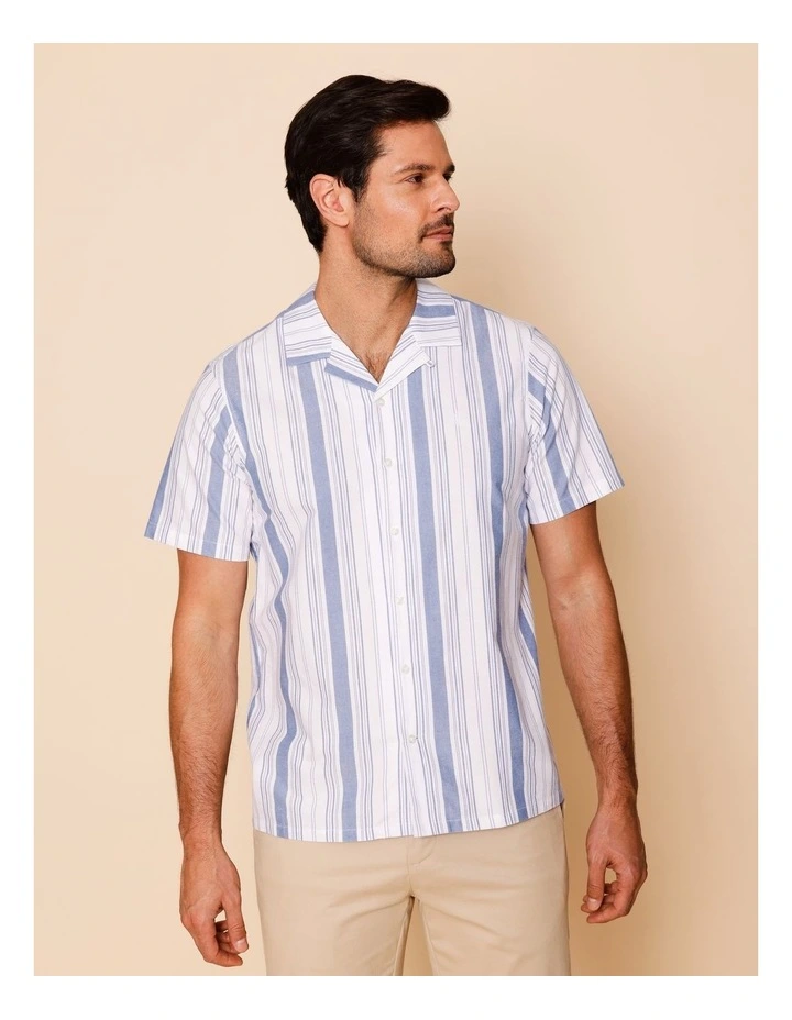 Sawyer Short Sleeve Stripe Shirt in Light Blue image 1