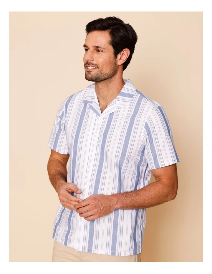 Sawyer Short Sleeve Stripe Shirt in Light Blue image 3