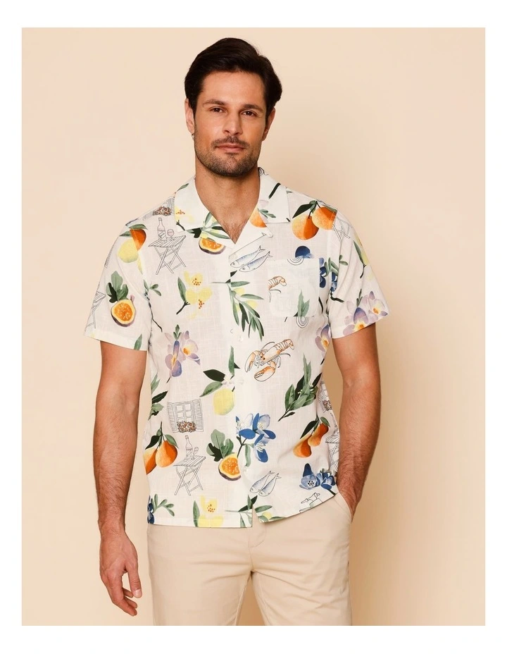 Paco Short Sleeve Print Shirt in Ecru image 2
