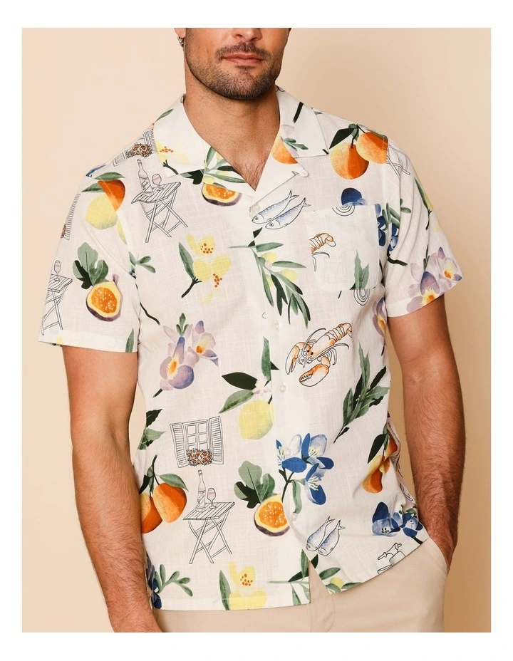 Paco Short Sleeve Print Shirt in Ecru image 4