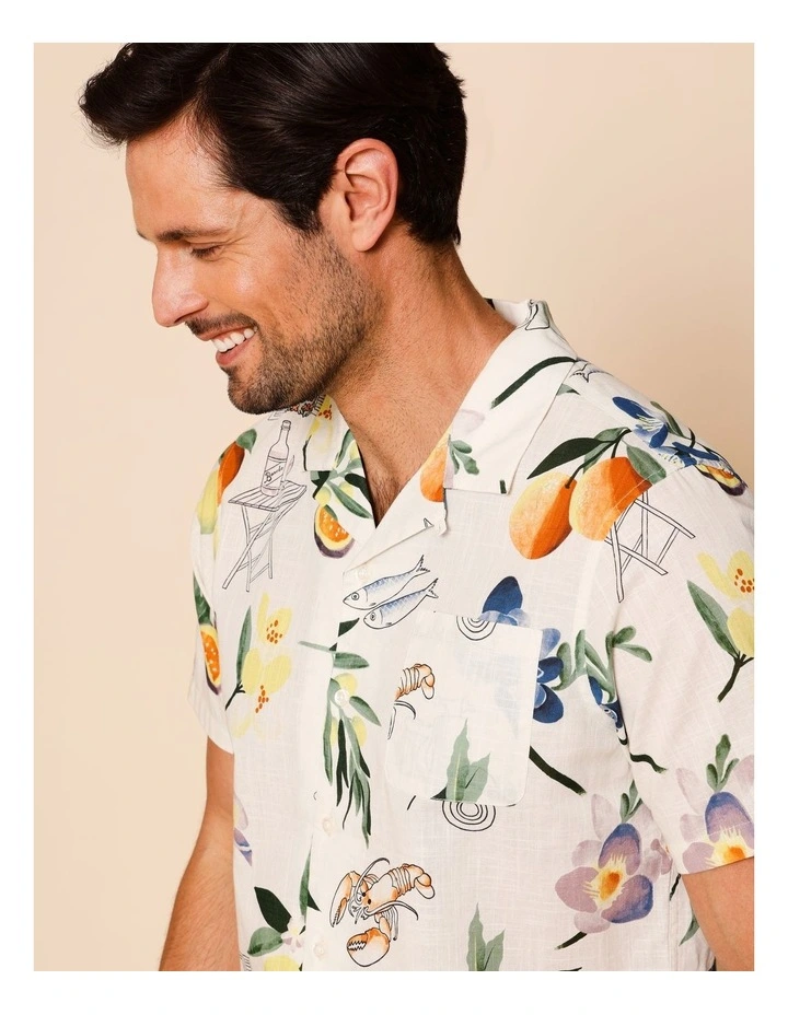 Paco Short Sleeve Print Shirt in Ecru image 5
