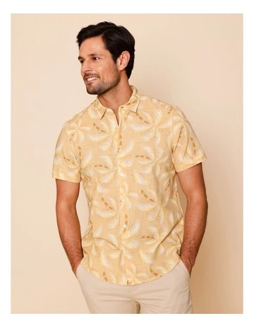 Percy Short Sleeve Print Shirt in Yellow