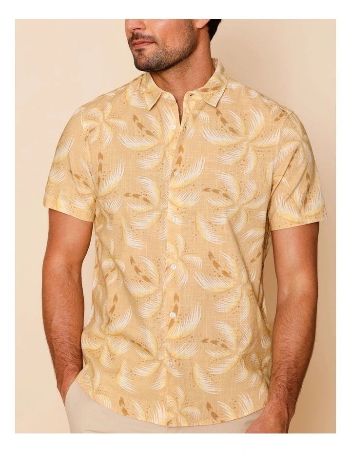 Percy Short Sleeve Print Shirt in Yellow image 3