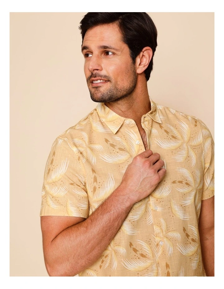 Percy Short Sleeve Print Shirt in Yellow image 5