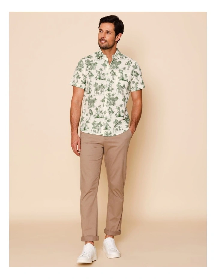 Parker Short Sleeve Print Shirt in Ecru image 6