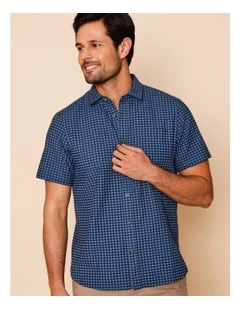 Carter Short Sleeve Check Shirt in Navy