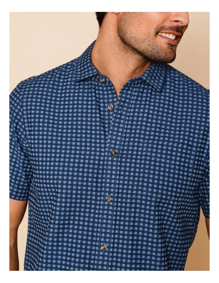 Carter Short Sleeve Check Shirt in Navy image 4