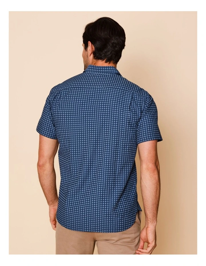 Carter Short Sleeve Check Shirt in Navy image 5
