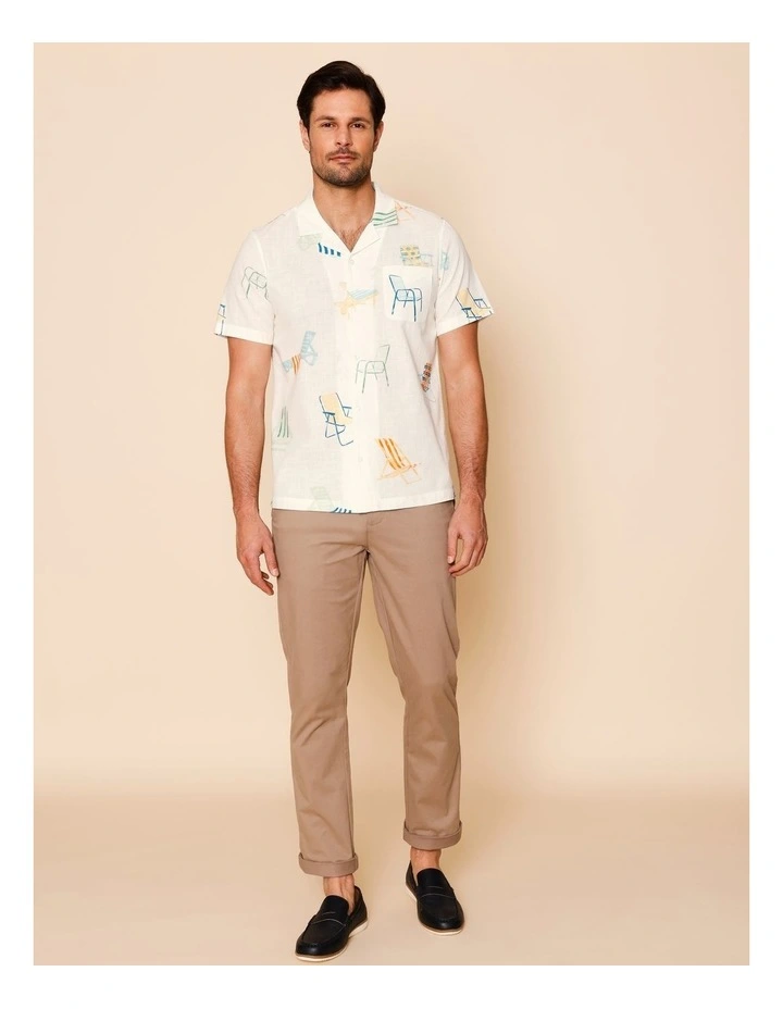 Pascal Short Sleeve Print Shirt in Ecru image 3