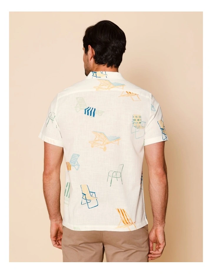 Pascal Short Sleeve Print Shirt in Ecru image 5