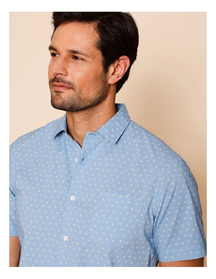 Maurice Short Sleeve Micro Print Shirt in Light Blue image 3