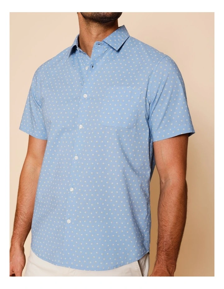 Maurice Short Sleeve Micro Print Shirt in Light Blue image 4