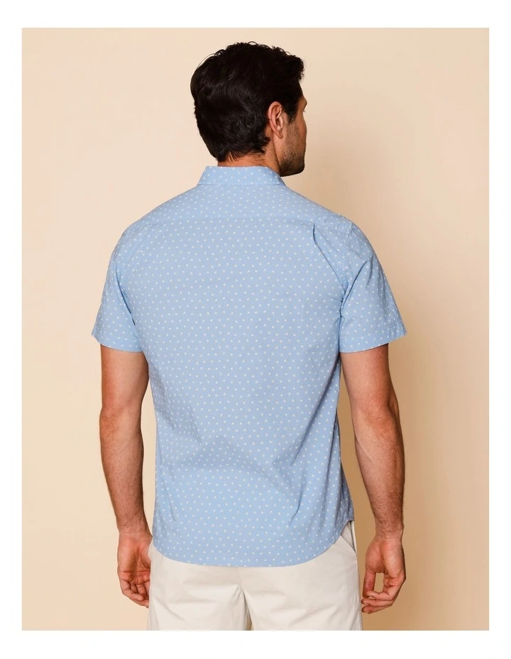 Maurice Short Sleeve Micro Print Shirt in Light Blue image 5