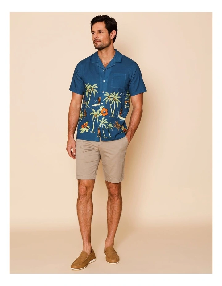 Powell Short Sleeve Print Shirt in Blue image 2