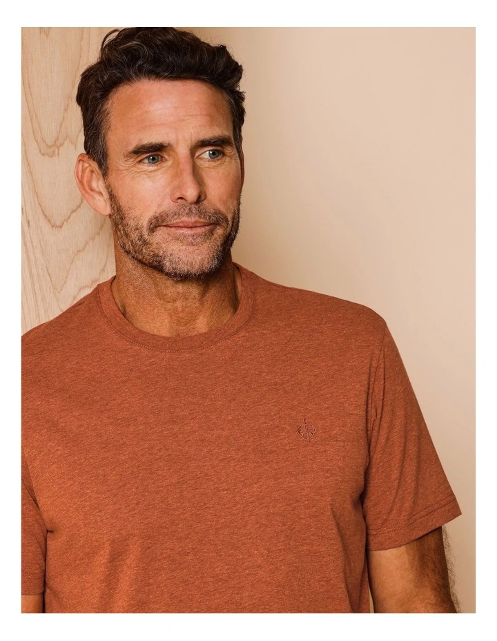 Essential Colin Marle Crew Neck T-Shirt in Rust image 3