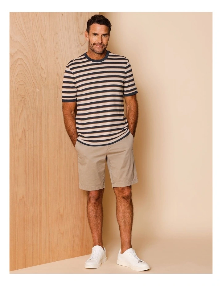 Silas Stripe Pique Textured T-Shirt in Natural image 3
