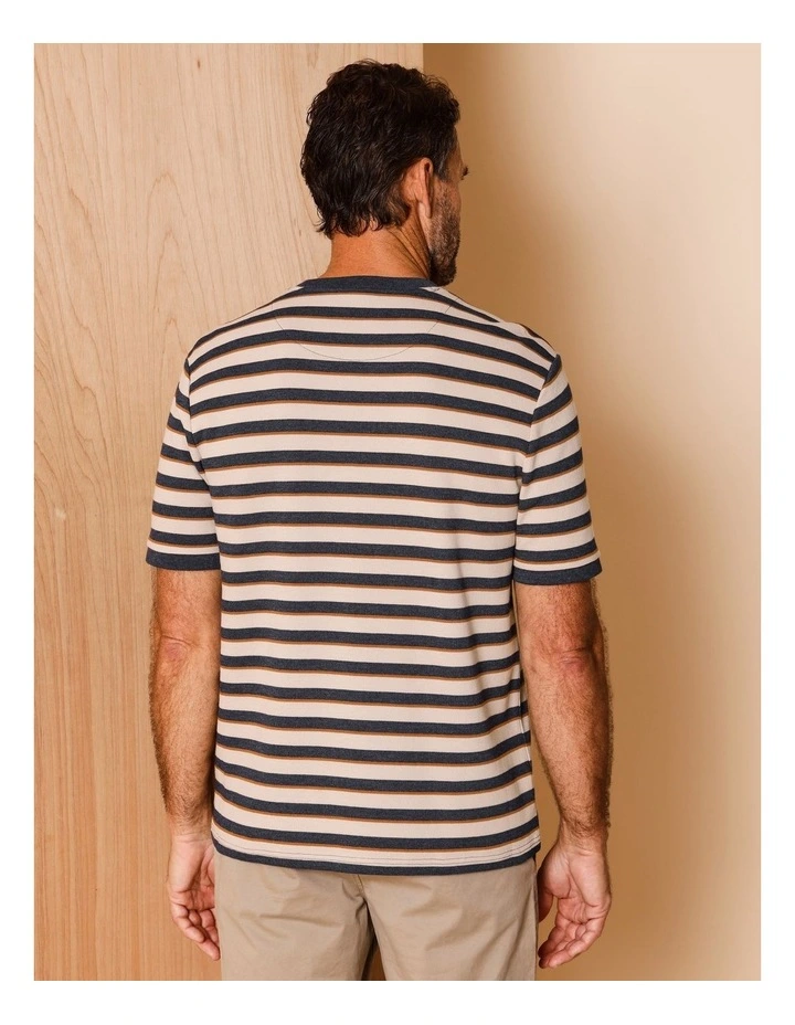 Silas Stripe Pique Textured T-Shirt in Natural image 6