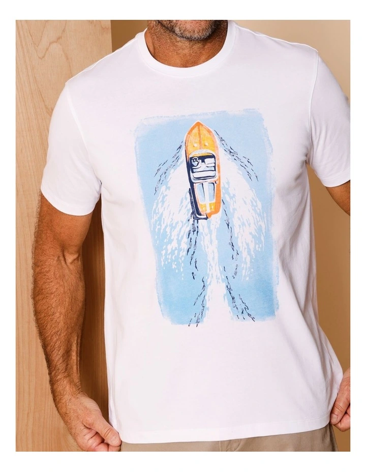 Gaston Placement Print T-Shirt in White image 2
