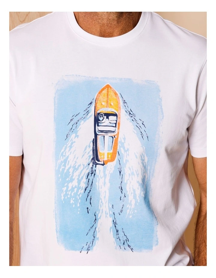 Gaston Placement Print T-Shirt in White image 4