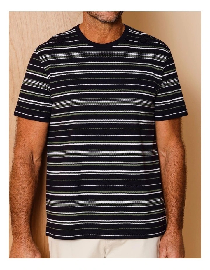 Tripp Textured Stripe T-Shirt in Navy image 3