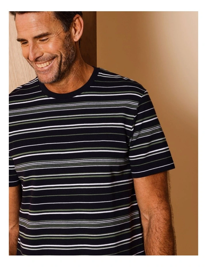 Tripp Textured Stripe T-Shirt in Navy image 4