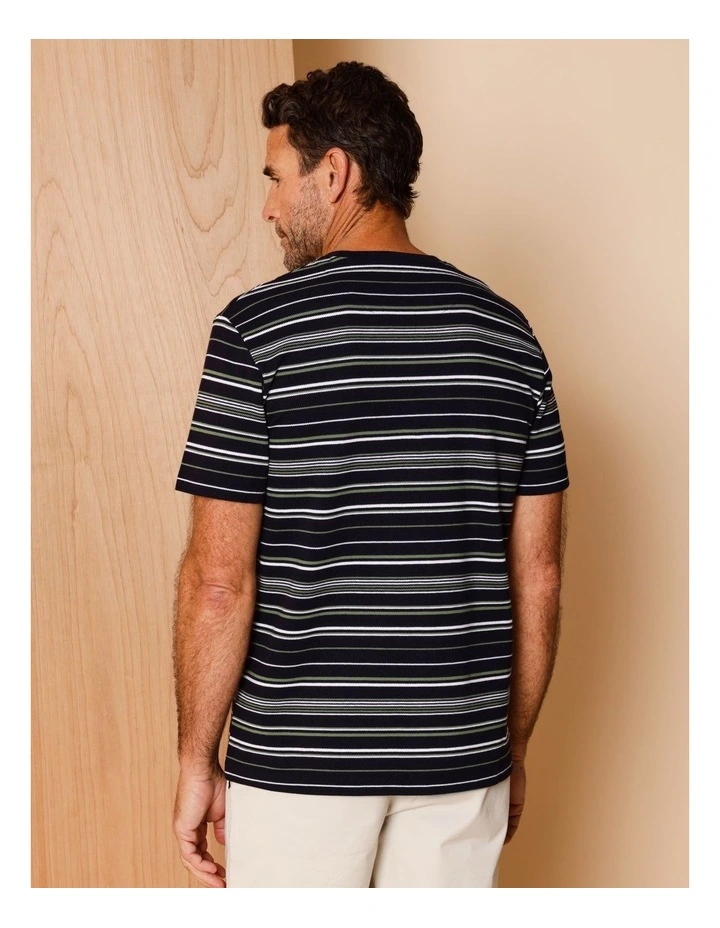 Tripp Textured Stripe T-Shirt in Navy image 5