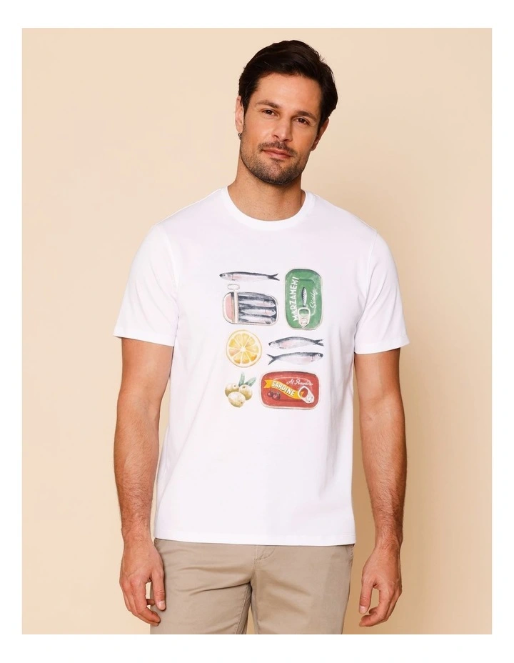 Gustave Placement Print T-Shirt in White image 3