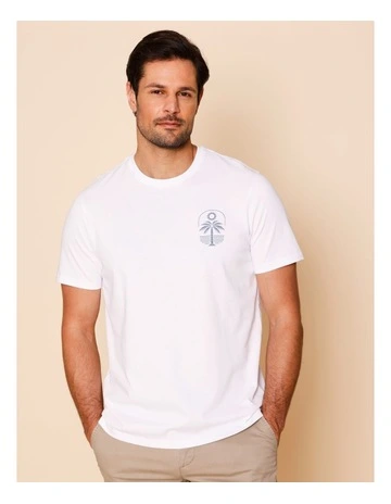 Gus Placement Print T-Shirt in White