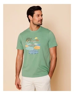 Guillermo Placement Print T-Shirt in Green