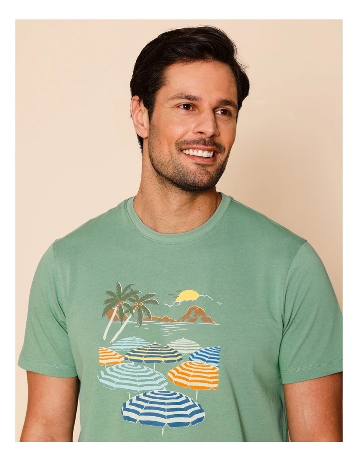 Guillermo Placement Print T-Shirt in Green image 2