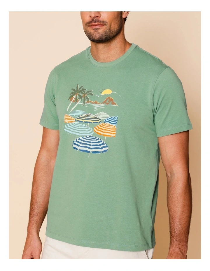Guillermo Placement Print T-Shirt in Green image 5