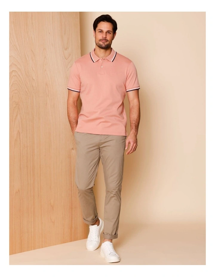 Essential Jasper Jersey Polo in Pink image 3