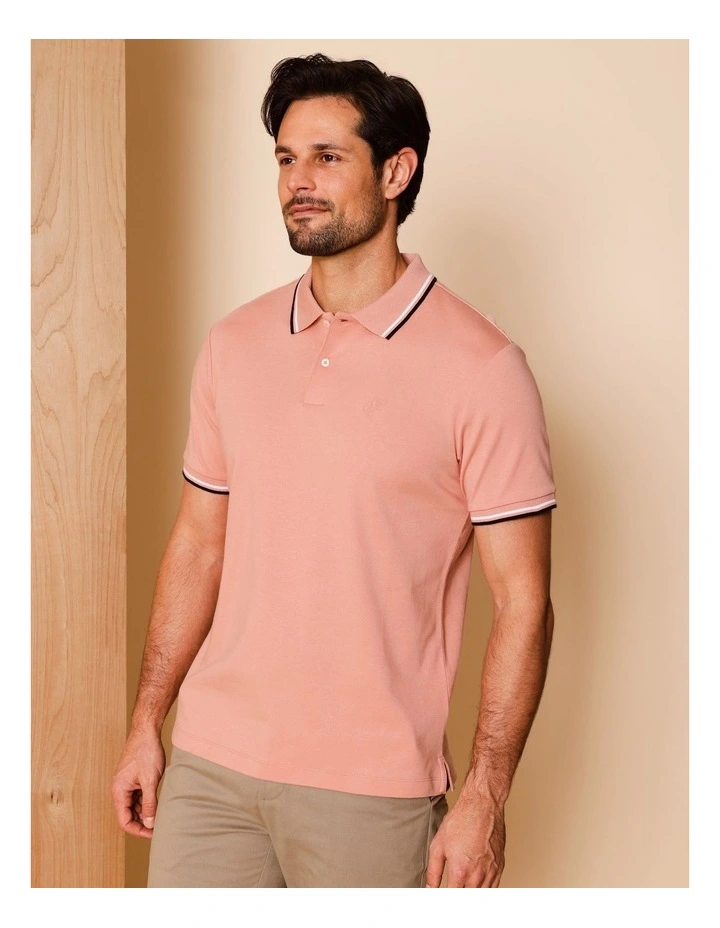 Essential Jasper Jersey Polo in Pink image 4