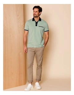 Campbell Jacquard Polo in Light Green