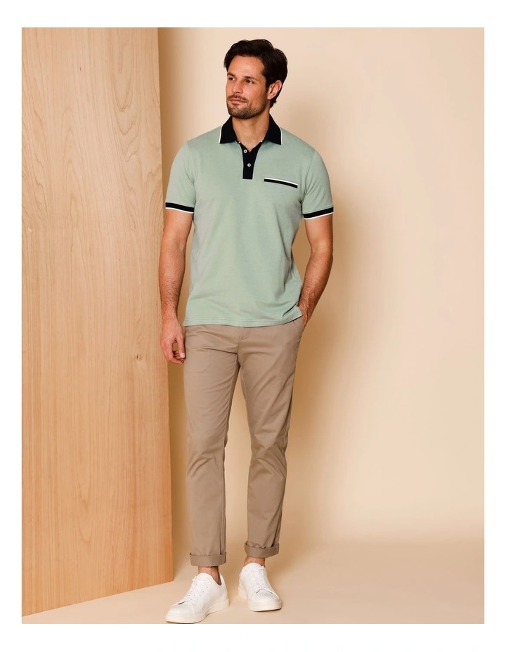 Campbell Jacquard Polo in Light Green image 1